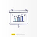 data report and presentation concept doodle gradient fill line icon with graphic chart document. Statistics science, digital