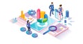 Data research isometric cyberspace concept illustration