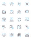 Data research linear icons set. Analytics, Big data, Clustering, Correlation, Data mining, Descriptive, Empirical line