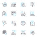 Data research linear icons set. Analytics, Big data, Clustering, Correlation, Data mining, Descriptive, Empirical line