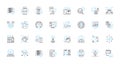Data research linear icons set. Analytics, Big data, Clustering, Correlation, Data mining, Descriptive, Empirical line