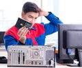 The data restoration specialist repairing corrupt hard drive Royalty Free Stock Photo