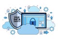 Data safety cloud shield tablet padlock over synchronization General Data Protection Regulation GDPR server security