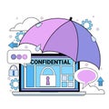 Data safety cloud shield tablet padlock umbrella over synchronization General Data Protection Regulation GDPR server