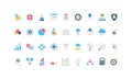 Data science with artificial intelligence, blockchain clusters, algorithm color icon set Royalty Free Stock Photo