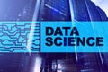 Data Science Artificial Intelligence Concept. Futuristic Supercomputer background