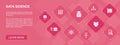 Data Science banner 10 icons concept