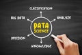 Data science - field that uses scientific methods, processes, algorithms and systems to extract knowledge and insights from Royalty Free Stock Photo