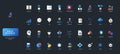 Data Science Gradient Flat Icons on Dark UI Royalty Free Stock Photo