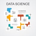 Data science Infographic 10 line icons Royalty Free Stock Photo