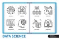Data science infographics linear elements set Royalty Free Stock Photo