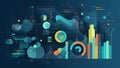data science-inspired wallpaper depicting the visual and modern process of data collection, cleaning, analysis, and