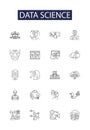 Data science line vector icons and signs. Science, Analysis, Machine, Learning, Big, Data, Algorithms, Programming Royalty Free Stock Photo