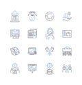 Data science line icons collection. Analytics, Algorithms, Big data, Clustering, Correlation, Data mining, Decision