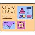 Data science process and algorithm vector icon