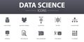 Data science simple concept icons set