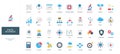 Data science structure and visualization, machine learning, database color icon set Royalty Free Stock Photo