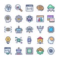 Data Science Technology Flat Icons Pack Royalty Free Stock Photo