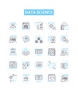 Data science vector line icons set. Data, Science, Mining, Analysis, Machine, Learning, Algorithms illustration outline Royalty Free Stock Photo
