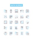 Data science vector line icons set. Data, Science, Mining, Analysis, Machine, Learning, Algorithms illustration outline Royalty Free Stock Photo