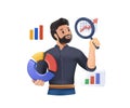 Data scientist analyze data for business insight, intelligence information on marketing research 3D illustration.