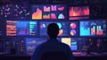 Data Scientist Analyzing Complex Datasets on Multiple Screens