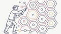 Data Scientist Interacting with Hexagonal Network, vector design Generative AI Royalty Free Stock Photo