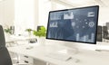 data screen mockup computer in loft office