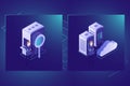 Data search and cloud storage icon isometric vector, server room, datacenter and database Royalty Free Stock Photo