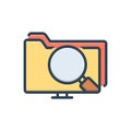 Color illustration icon for Data Search Interface, search and magnifying