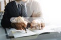 Data Search Technology Search Engine Optimization. man`s hands are using a computer notebook to Searching for information.Using Royalty Free Stock Photo