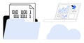 Data Management Concept with Digital Folder and Analytics Dashboard in a Cloud Setting Royalty Free Stock Photo