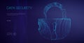Data Security Binary Lock. Encryption code computer firewall concept. Alarm locks server data. Asian it support vector
