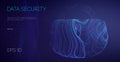 Data Security Binary Lock. Encryption code computer firewall concept. Alarm locks server data. Asian it support vector