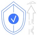 Shield With Checkmark and Arrow Security, Cloud Data Protection, and Data Privacy Concept Royalty Free Stock Photo