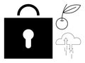 Data Security and Cloud Storage Concept with Lock Symbol and Cloud Icon Royalty Free Stock Photo