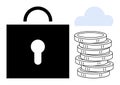 Data Security and Cloud Storage with Financial Protection Concept Royalty Free Stock Photo