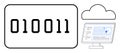 Binary Code with Cloud Computing Concept a Monitor and Cloud Symbol Royalty Free Stock Photo