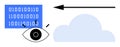 Data Security Concept with Binary Code, Eye Symbol, and Cloud Storage Elements Royalty Free Stock Photo