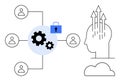Data Security and Innovation Concept with Network, Gear Mechanism, and Human Thought Process Royalty Free Stock Photo