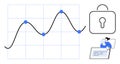 Data Security Concept with Graph, Padlock, and User Interaction Royalty Free Stock Photo