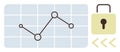Data Security Concept with Line Graph and Padlock Representing Safe Analytics Royalty Free Stock Photo