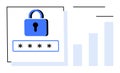 Data Security Concept with Lock and Password Protection Symbol and Bar Graph Elements Royalty Free Stock Photo