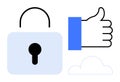 Data Security Concept with Lock, Cloud, and Approval Thumbs-Up Elements Royalty Free Stock Photo