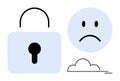 Data Security Concept with Padlock and Sad Face Privacy and Emotional Impact Royalty Free Stock Photo