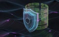 Data security concept with shield protecting digital information and system Royalty Free Stock Photo