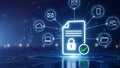Data Security Document Protection: Secure Digital Network Privacy Blue Abstract Background Royalty Free Stock Photo