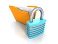 Data Security Concept . Yellow Document Folder And Locked Padlock