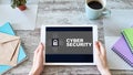 Data security, cyber protection, information privacy concept on device screen Royalty Free Stock Photo