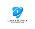 Data security, online security internet logo design. Digital data security and cybersecurity online vector design and illustration